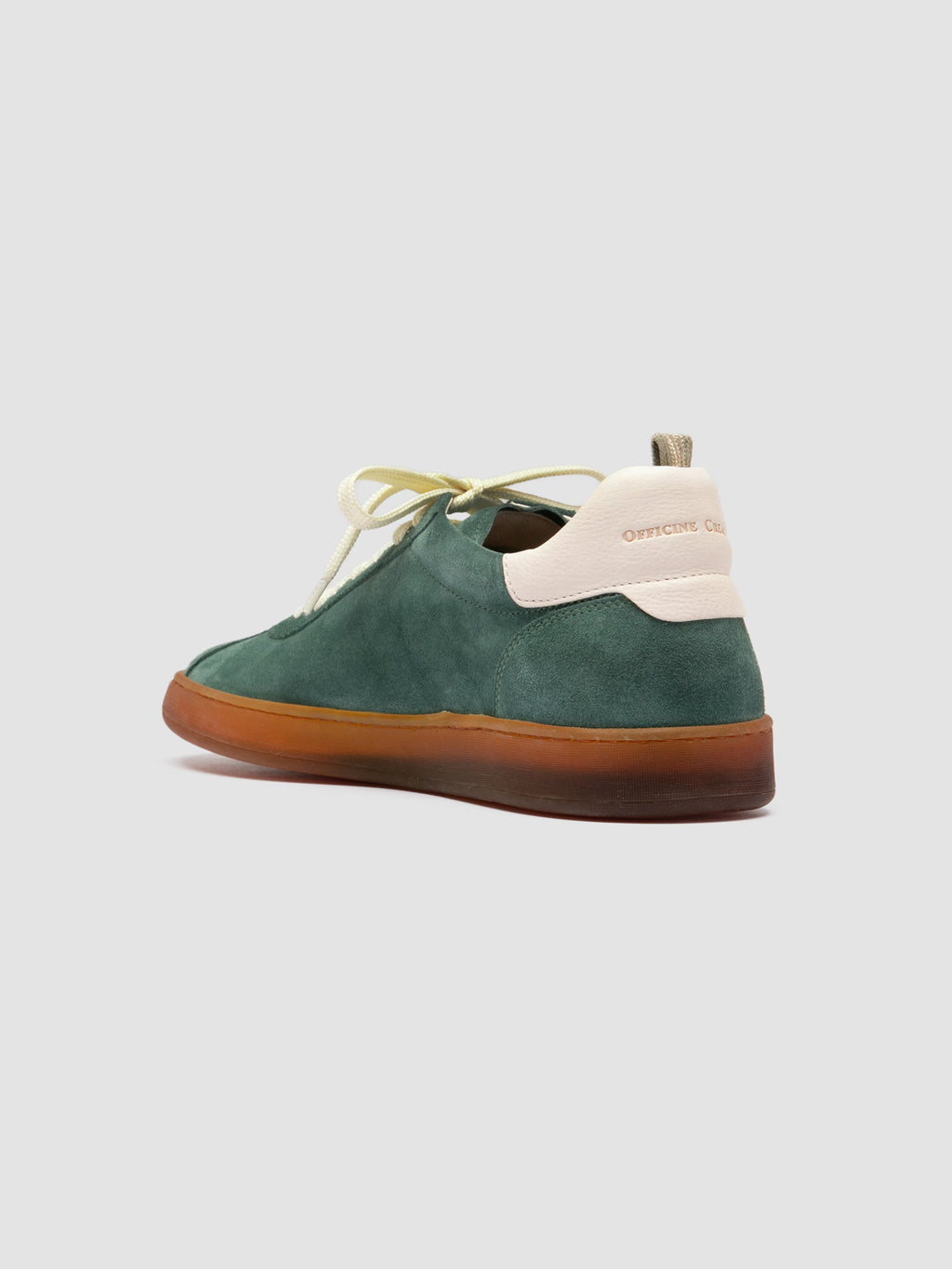 GINNASIO 001 - Green Leather and Suede Sneakers - image 4,side view
