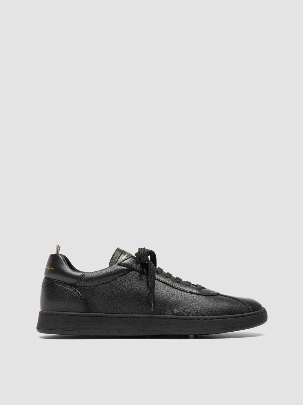 GINNASIO 003 - Black Leather Low Top Sneakers - image 1,side view