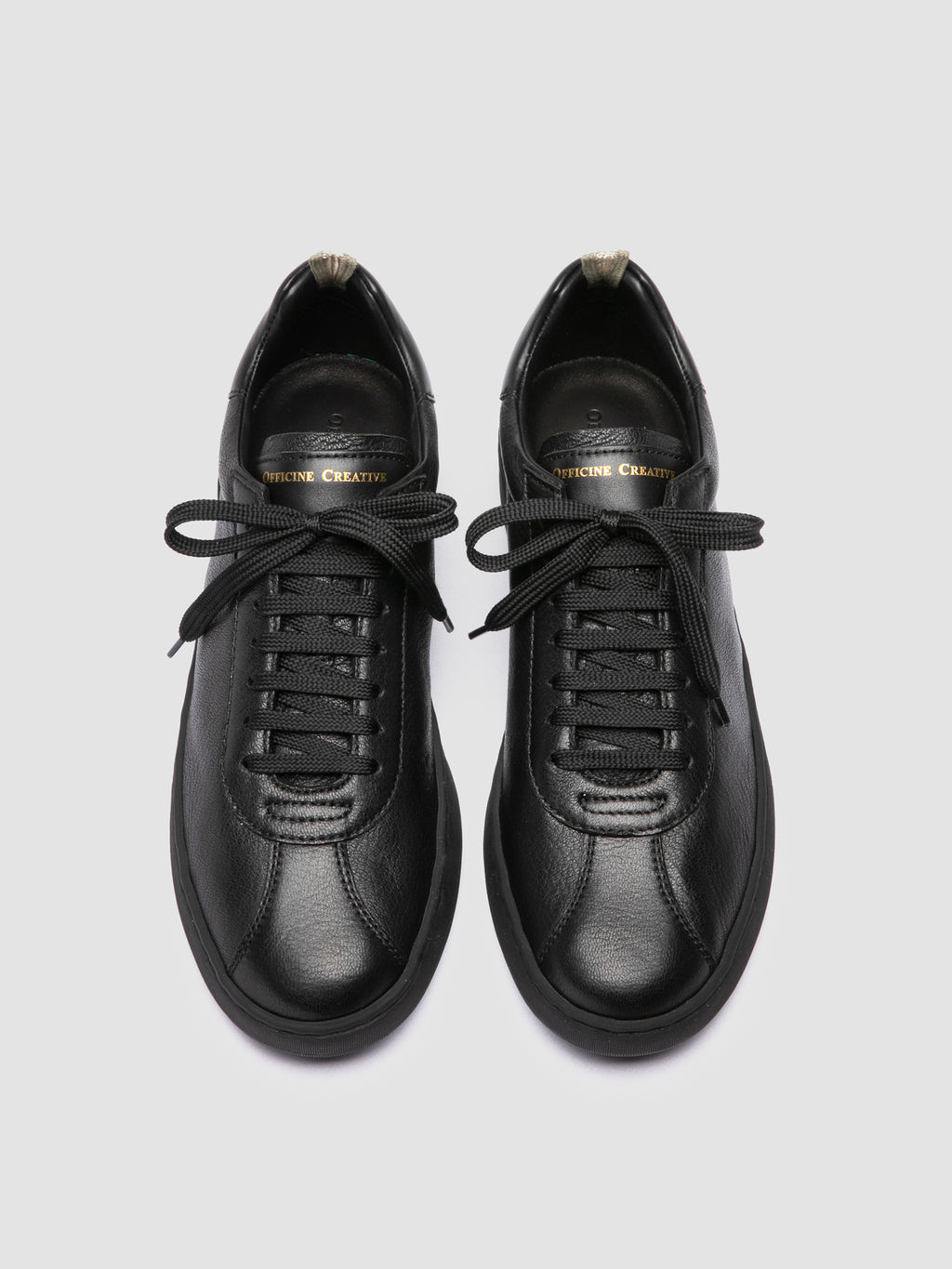 GINNASIO 003 - Black Leather Low Top Sneakers - image 2,side view