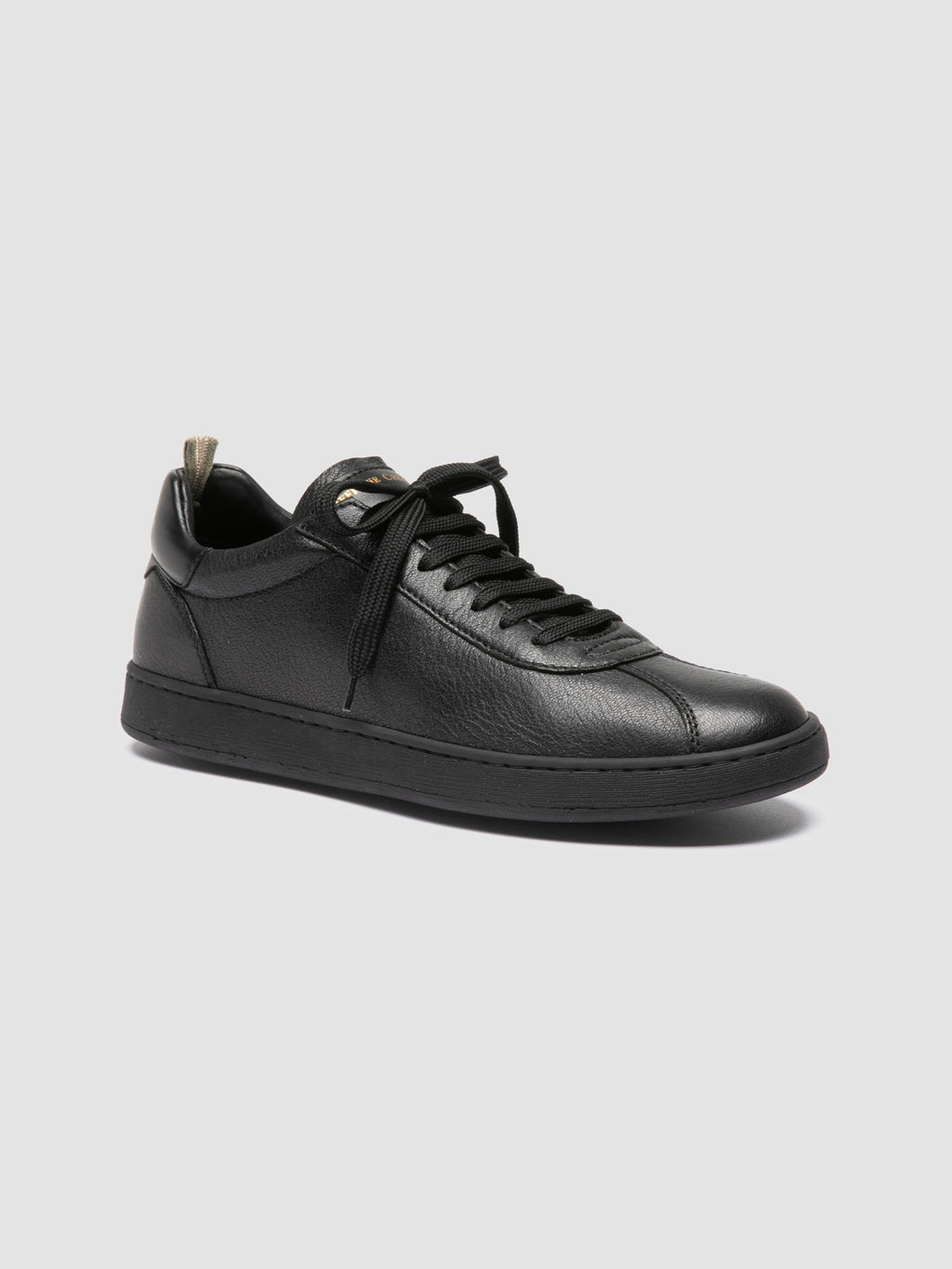 GINNASIO 003 - Black Leather Low Top Sneakers - image 3,side view