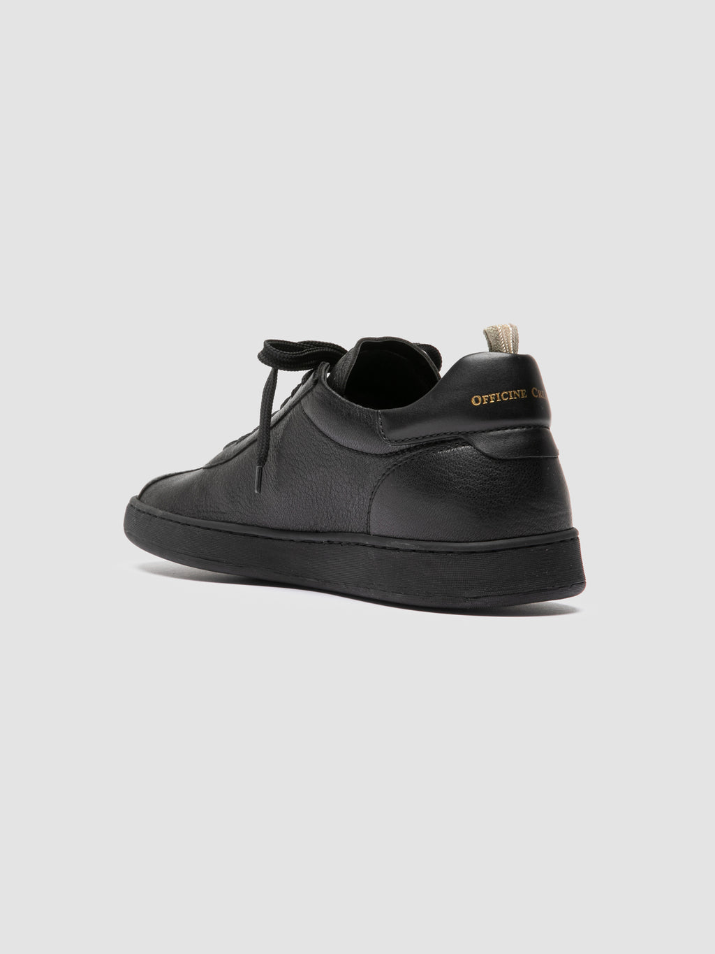 GINNASIO 003 - Black Leather Low Top Sneakers - image 4,side view