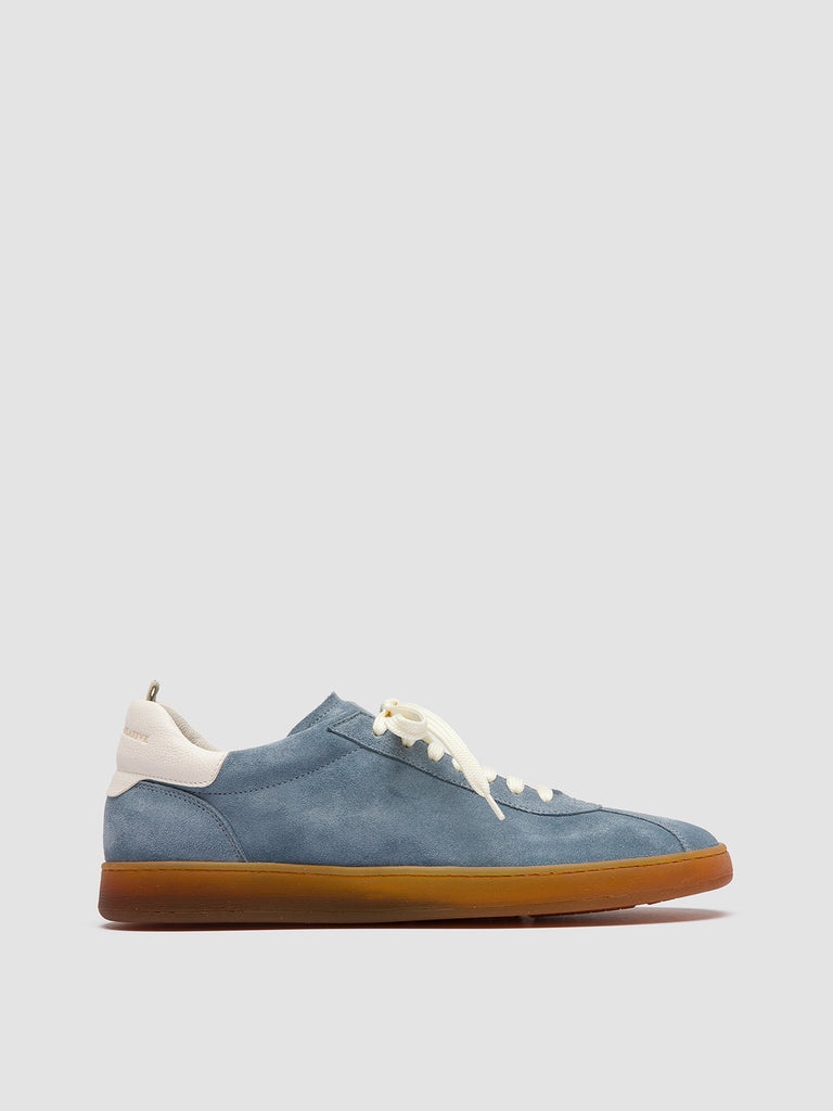 HALO 001 - blaue Low-Top-Sneaker aus Leder und Wildleder