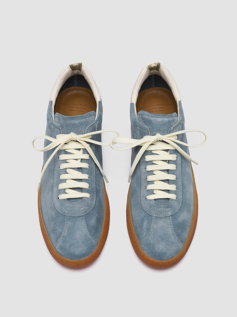 HALO 001 - blaue Low-Top-Sneaker aus Leder und Wildleder