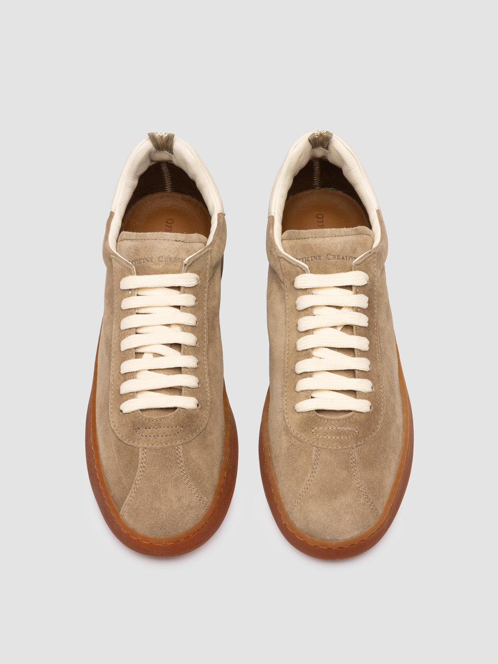 HALO 001 - Beige Leather and Suede Sneakers - image 2,side view