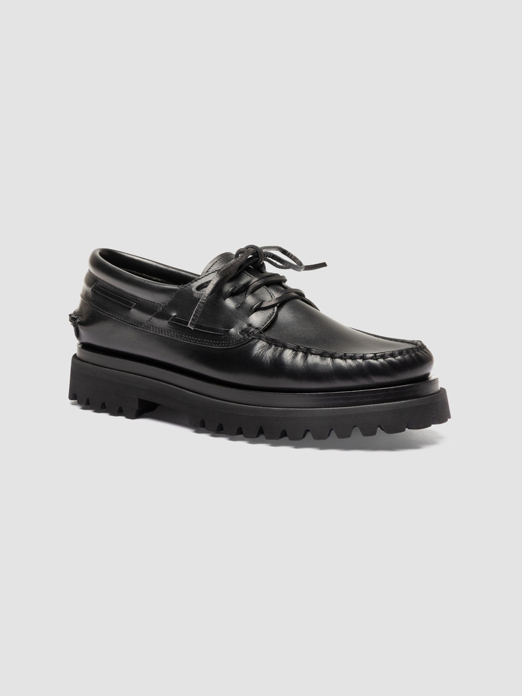 HERITAGE 001 - Black Lug Sole Leather Moccasins - image 3,side view