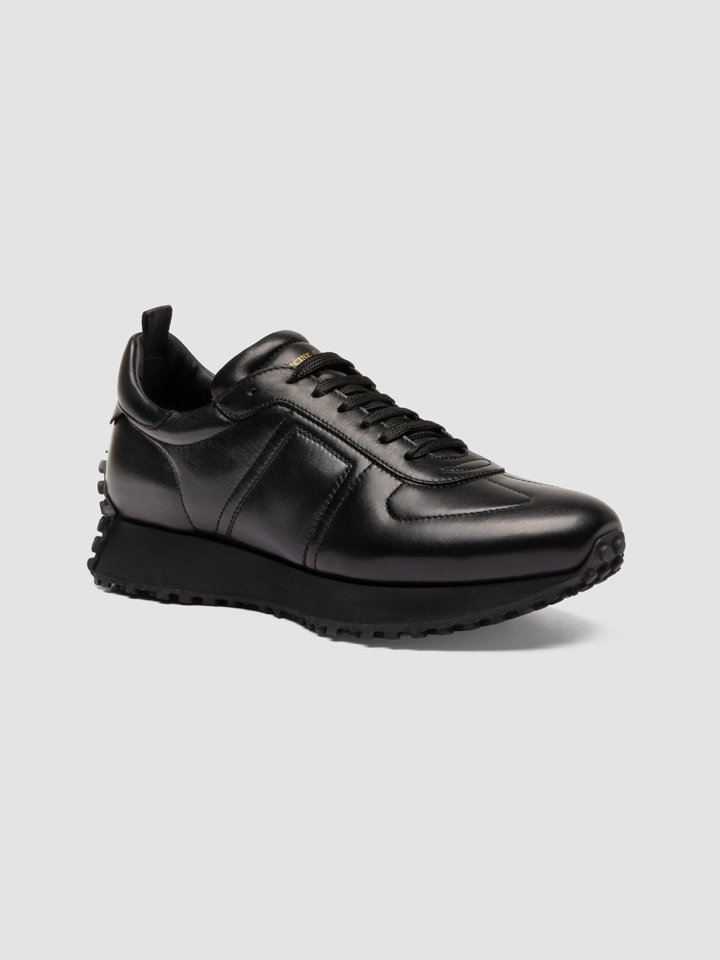 KASBA 003 - Black Leather Low Top Sneakers - image 3,side view