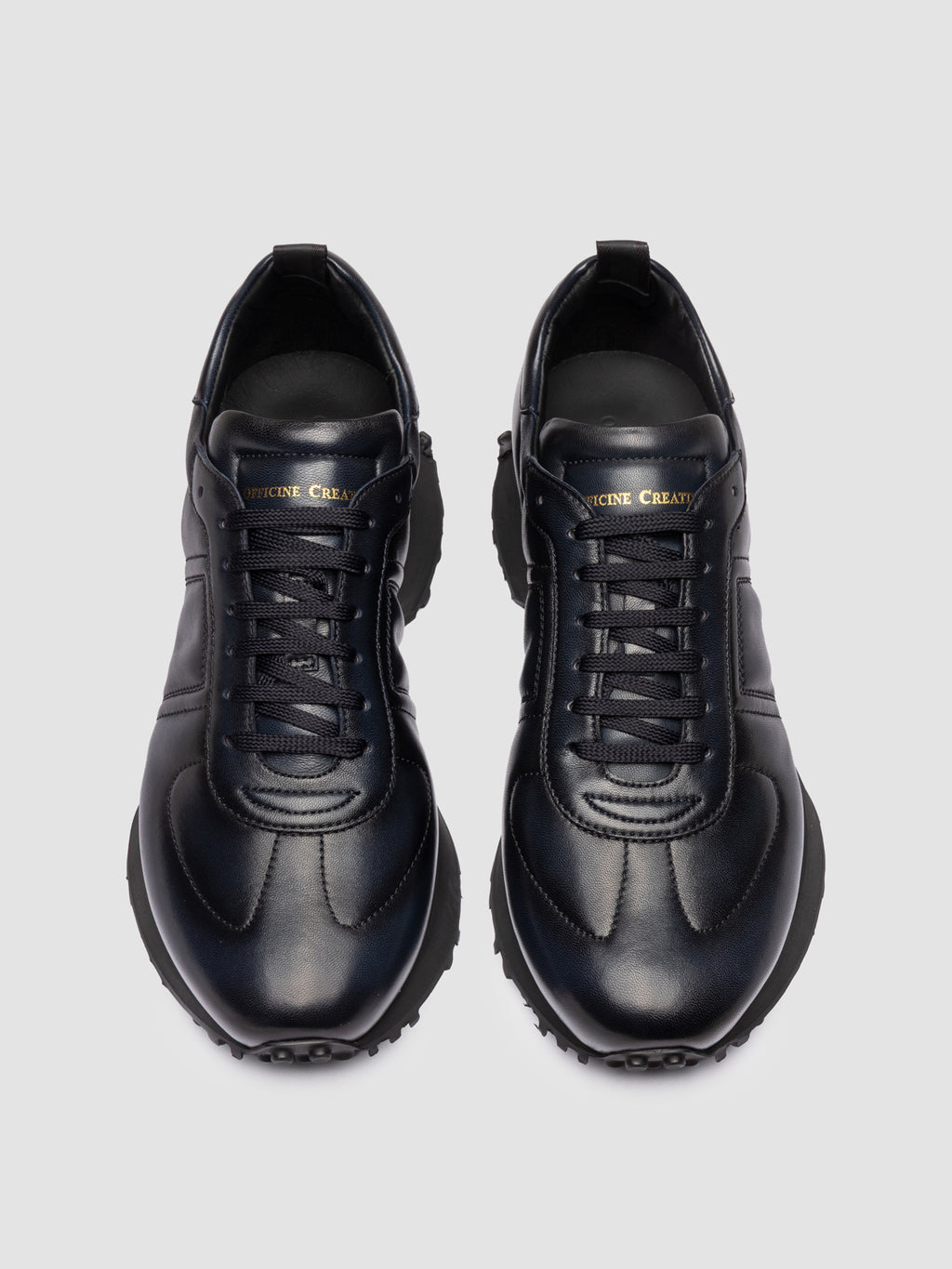 KASBA 003 - Blue Leather Low Top Sneakers - image 2,side view