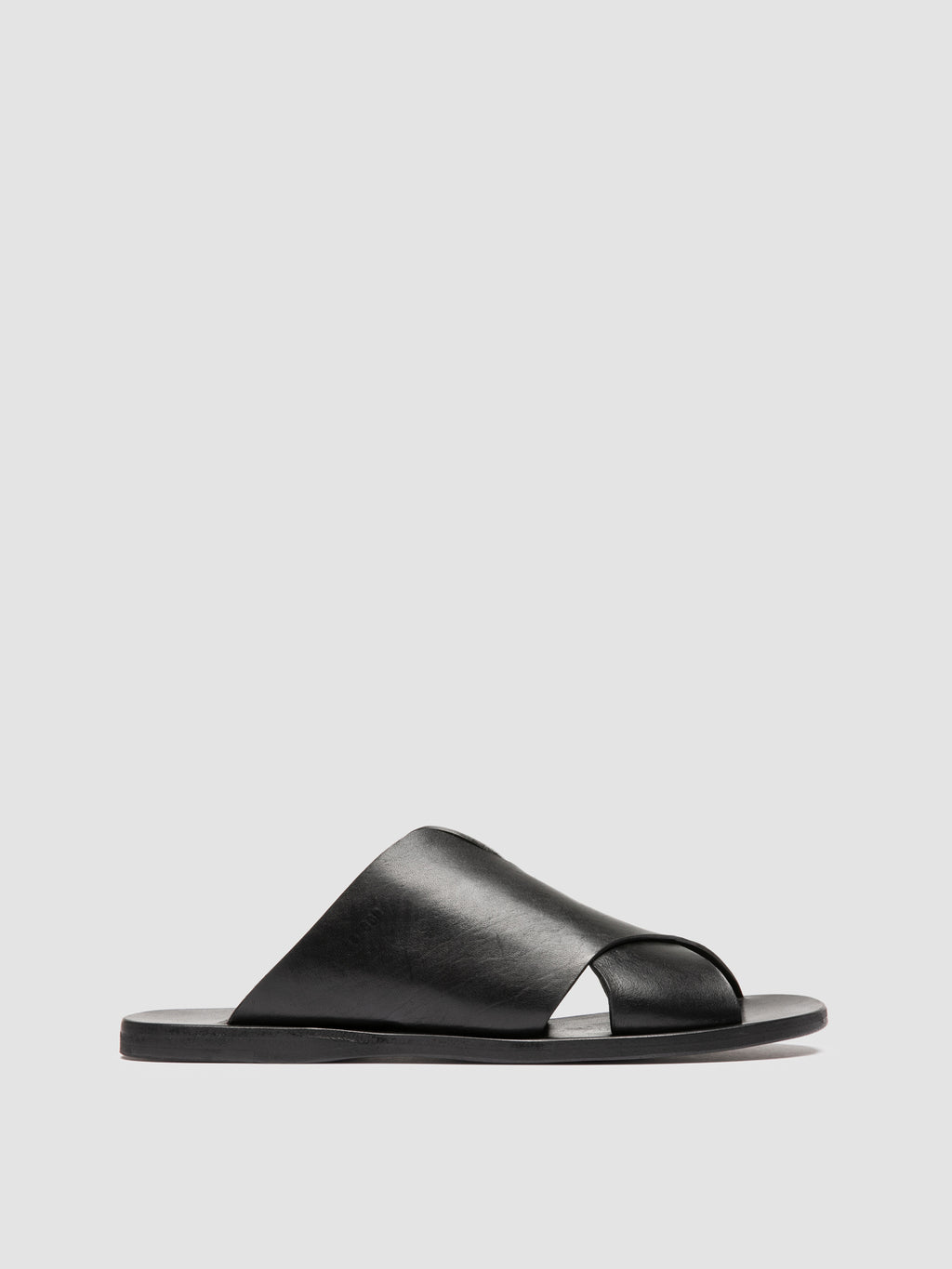 KIMOLOS 015 - Black Leather Slide Sandals
