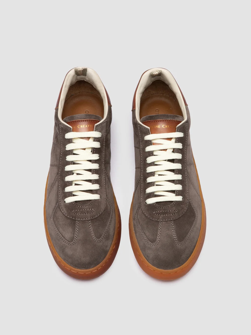 MILITIA 002 - Taupe Suede and Leather Sneakers - image 2,side view