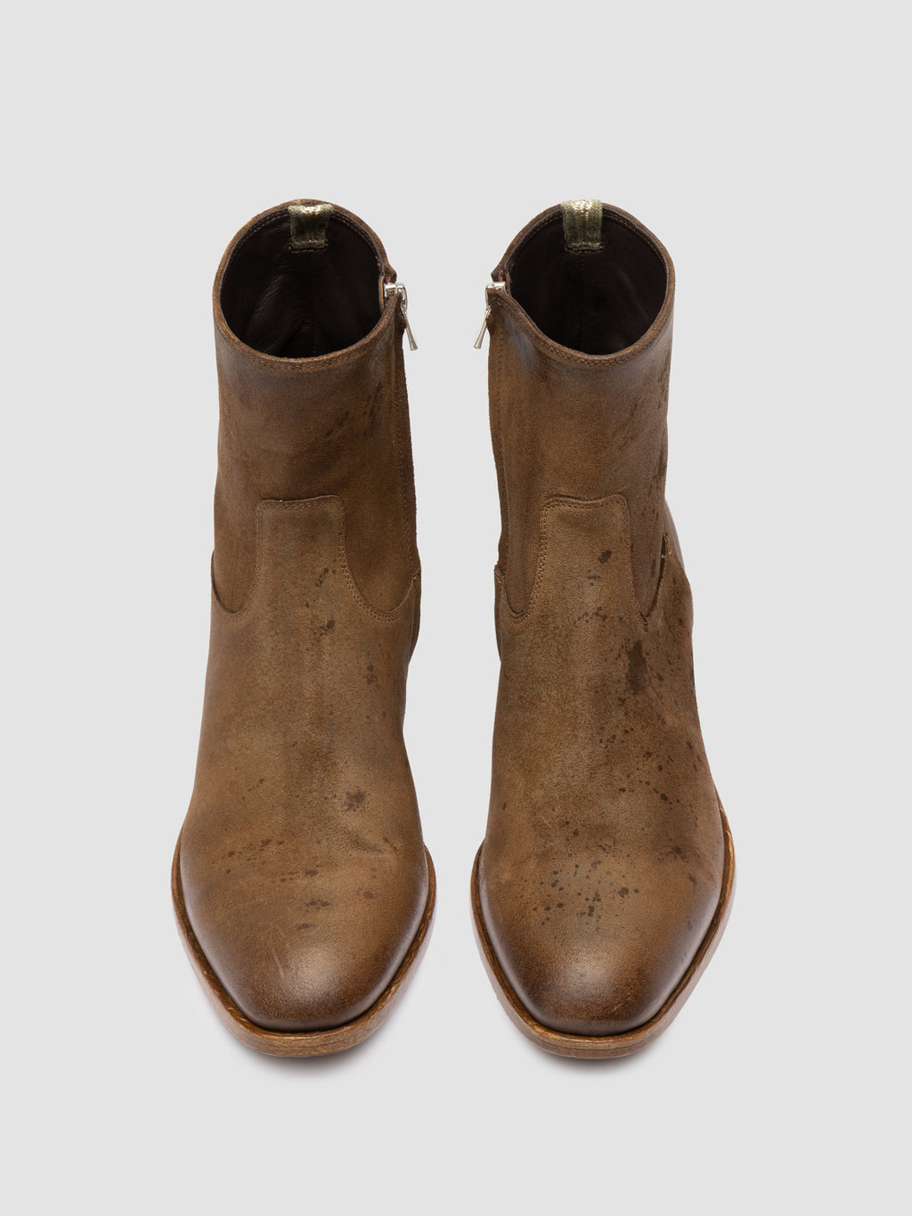 MONEGAL 002 - Brown Suede Zip boots - image 2,side view