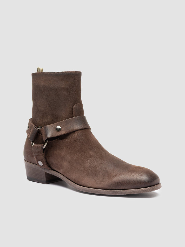 MONEGAL 004 - Brown Suede Zipped Boots