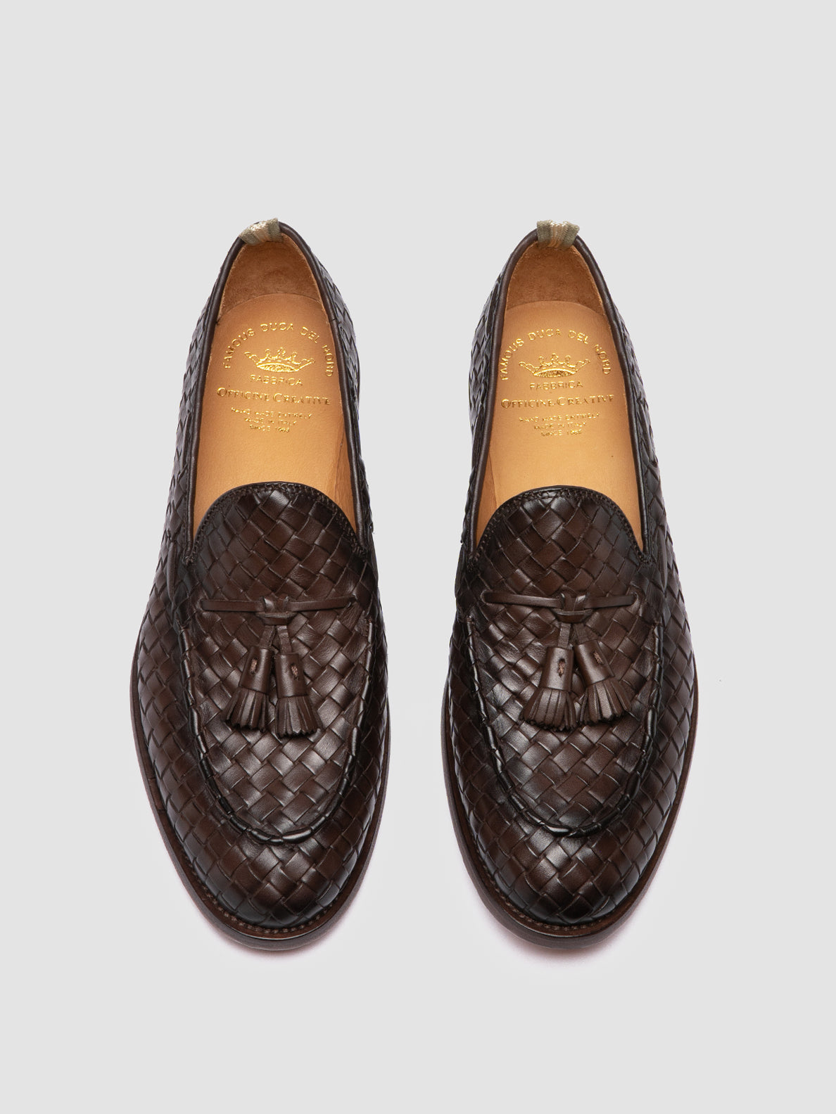 Men's Brown Leather Tassel Loafers: OPERA 004 Officine Creative Men's Brown Leather Tassel Loafers: OPERA 004 Officine Creative