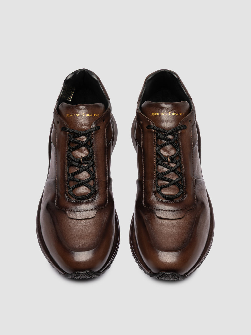PHASE 001 - Brown Leather Low Top Sneakers - image 2,side view