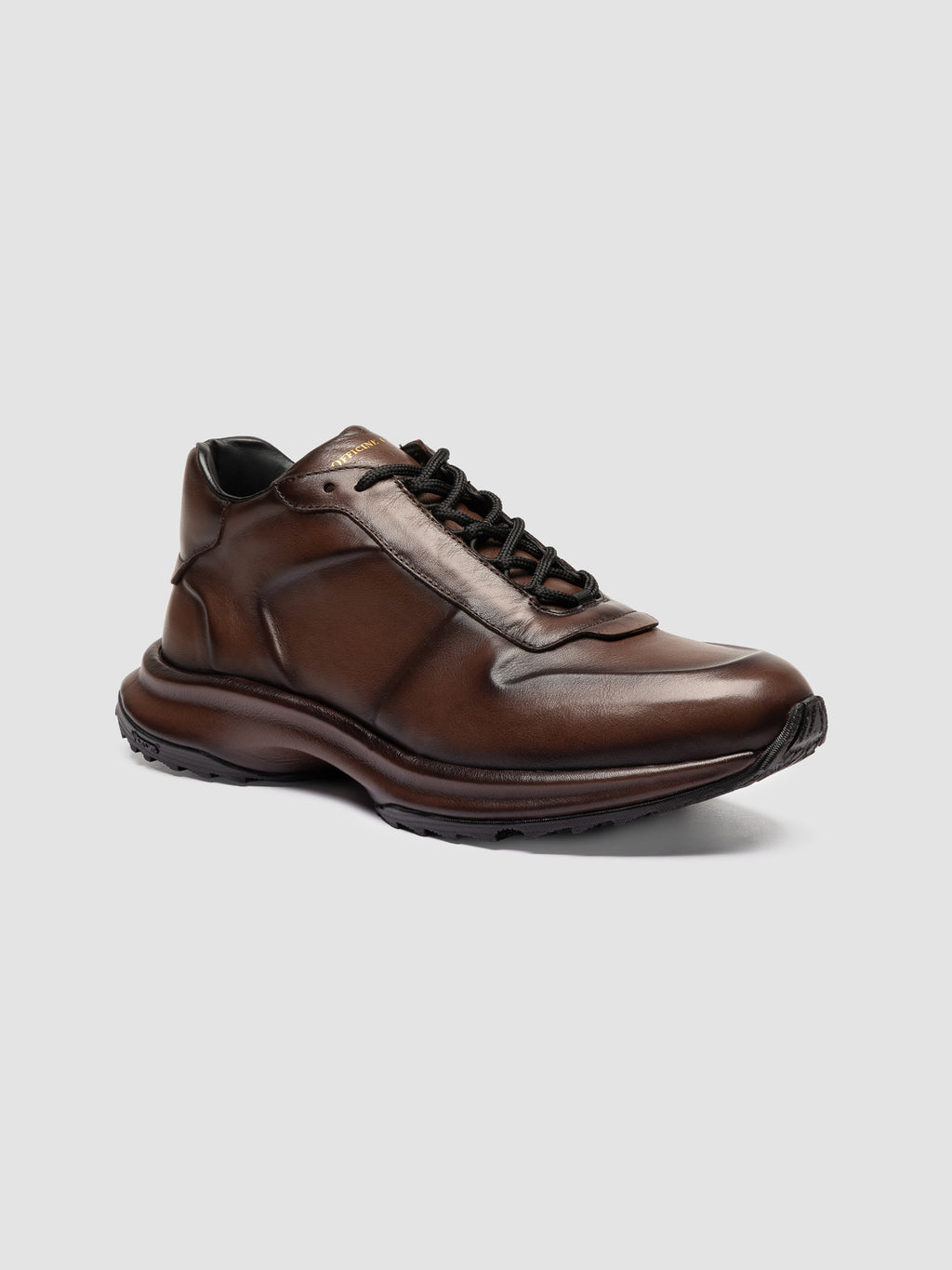 PHASE 001 - Brown Leather Low Top Sneakers - image 3,side view
