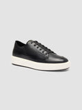 RELEASE 001 - Grey Leather Low Top Sneakers - thumb image 3,side view