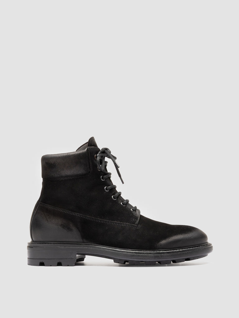 REMOTE 001 - Black Suede Lace Up Boots