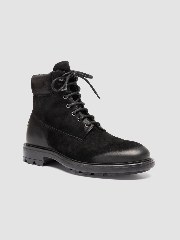 REMOTE 001 - Black Suede Lace Up Boots