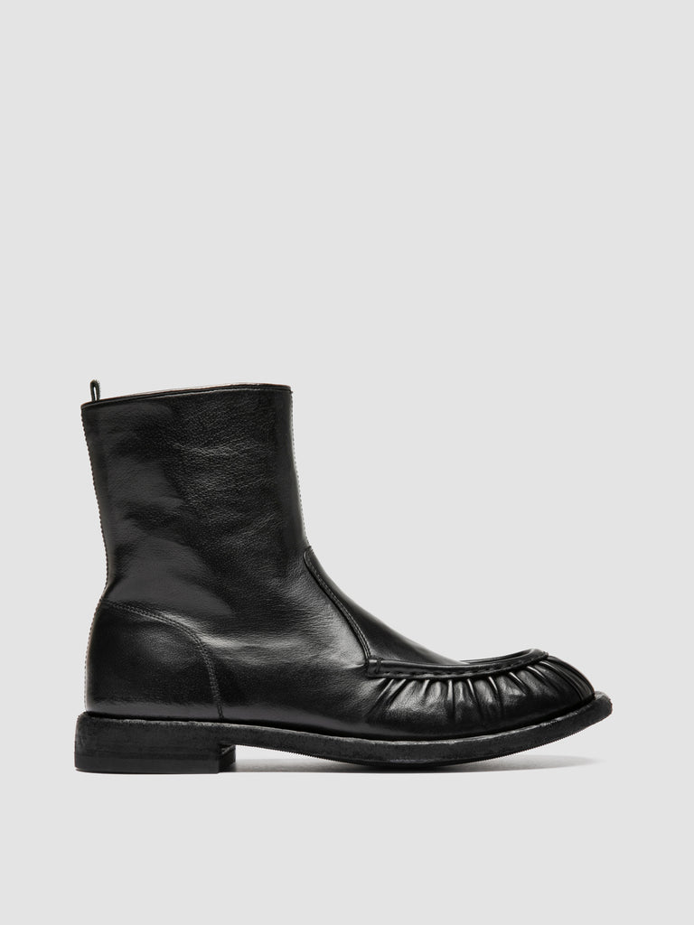 RUGGED 020_W - Black Leather Zipped Boots