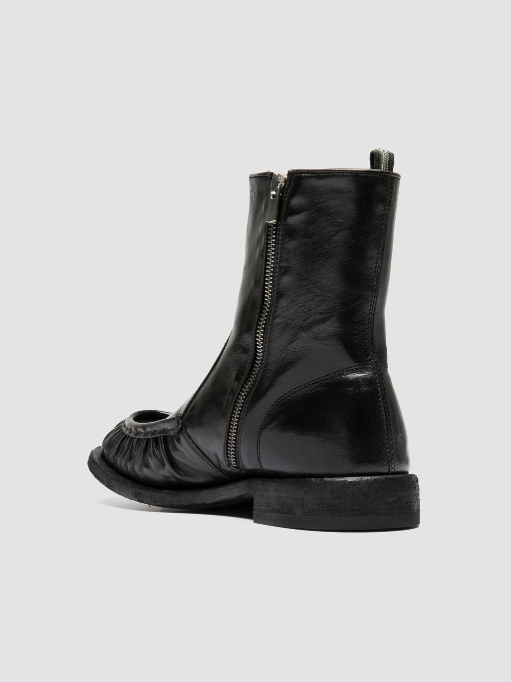 RUGGED 020_W - Black Leather Zipped Boots - image 4,side view