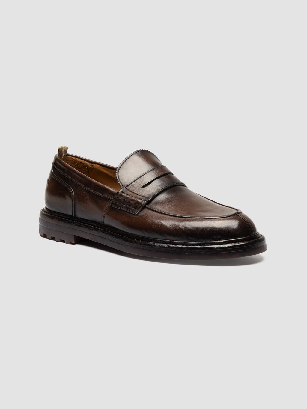 SAX FLEXI 001 - Brown Leather Penny Loafers - image 3,side view