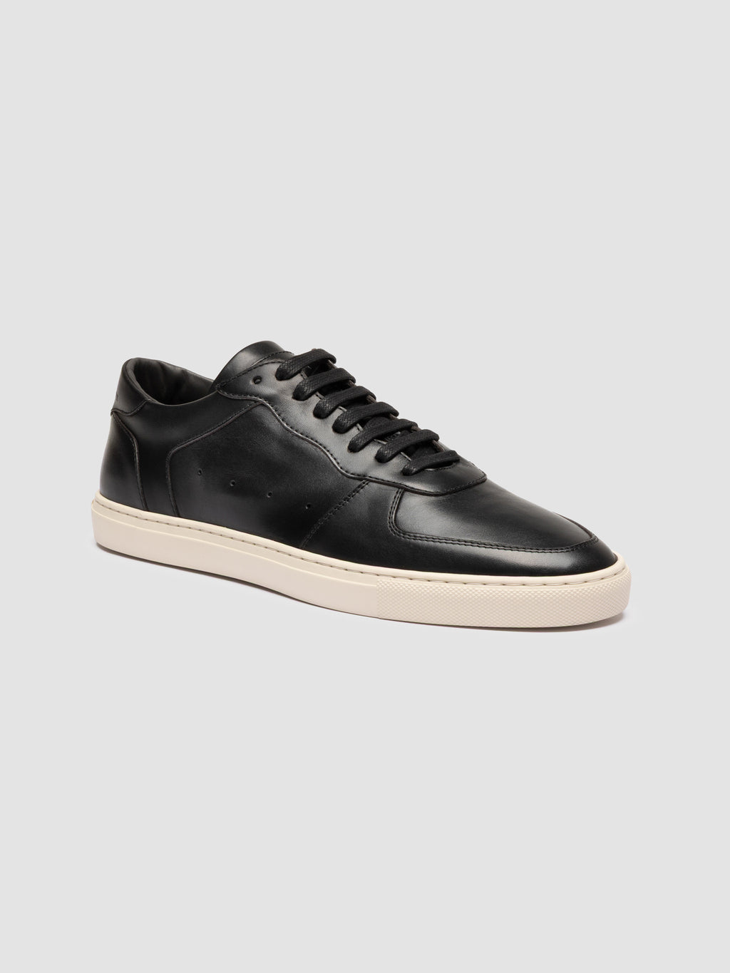 SISSO 001 - Black Leather Low Top Sneakers - image 3,side view
