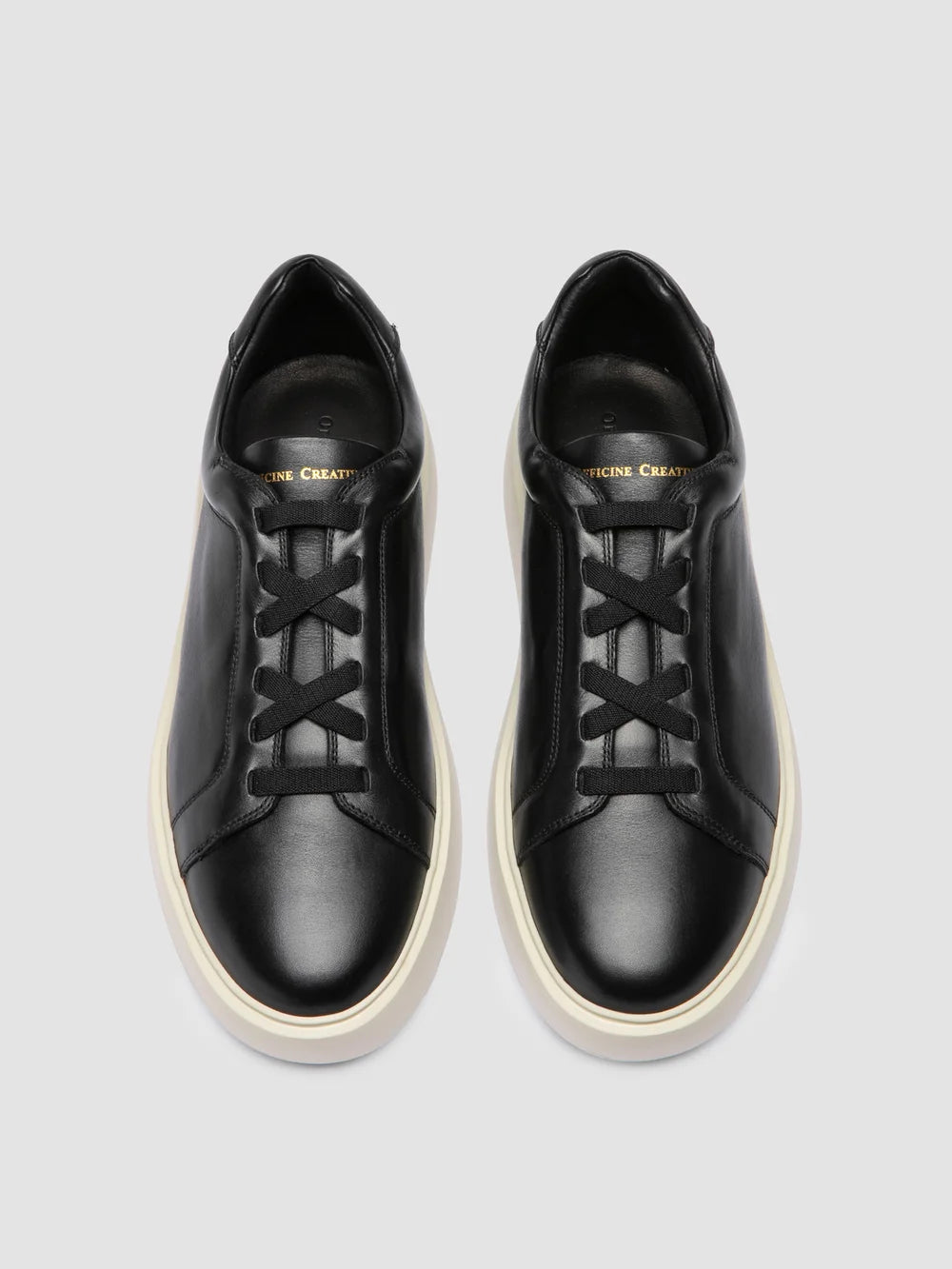 SLOUCH 001 - Black Leather Low Top Sneakers - image 2,side view