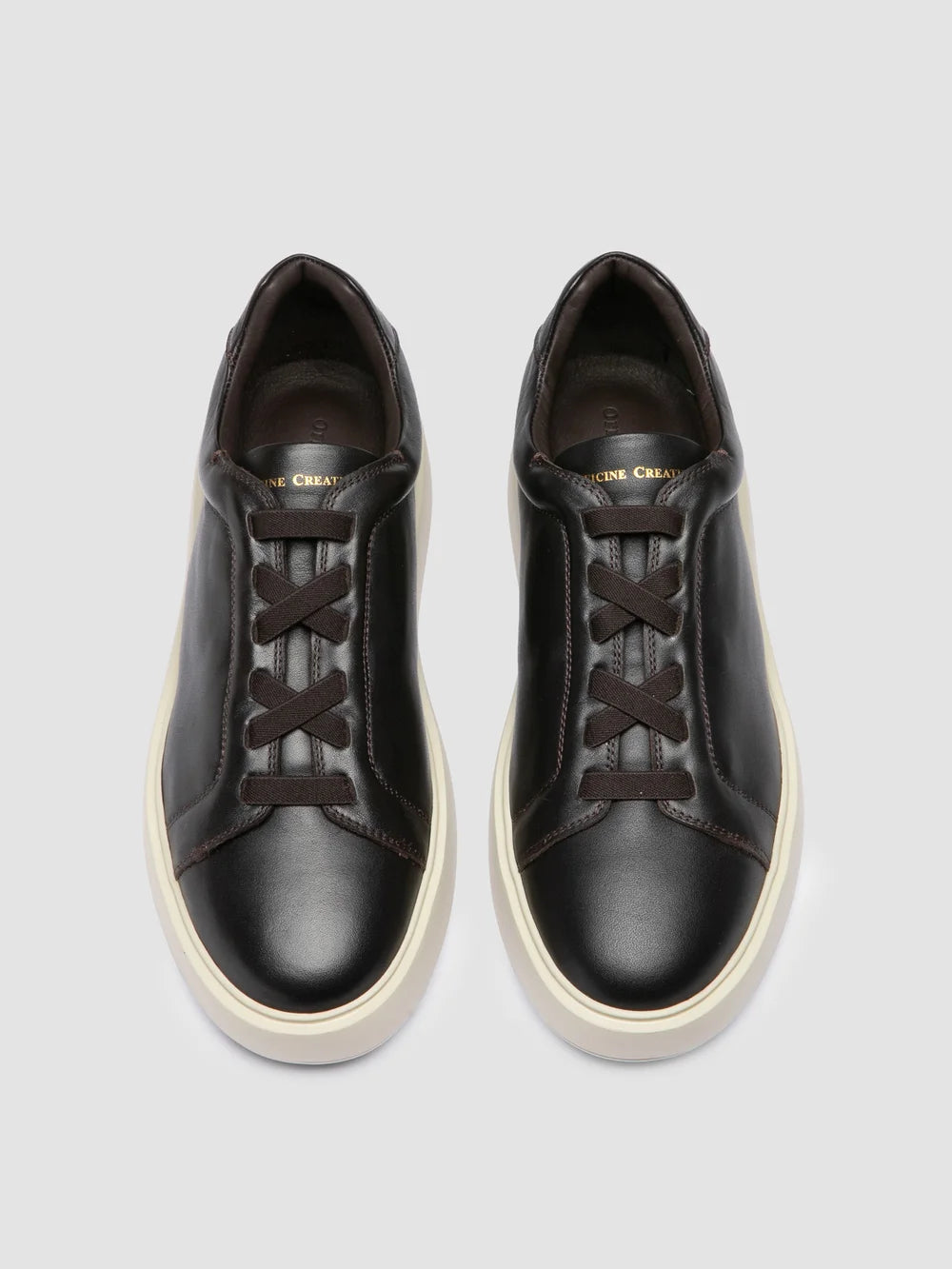 SLOUCH 001 - Brown Leather Low Top Sneakers - image 2,side view