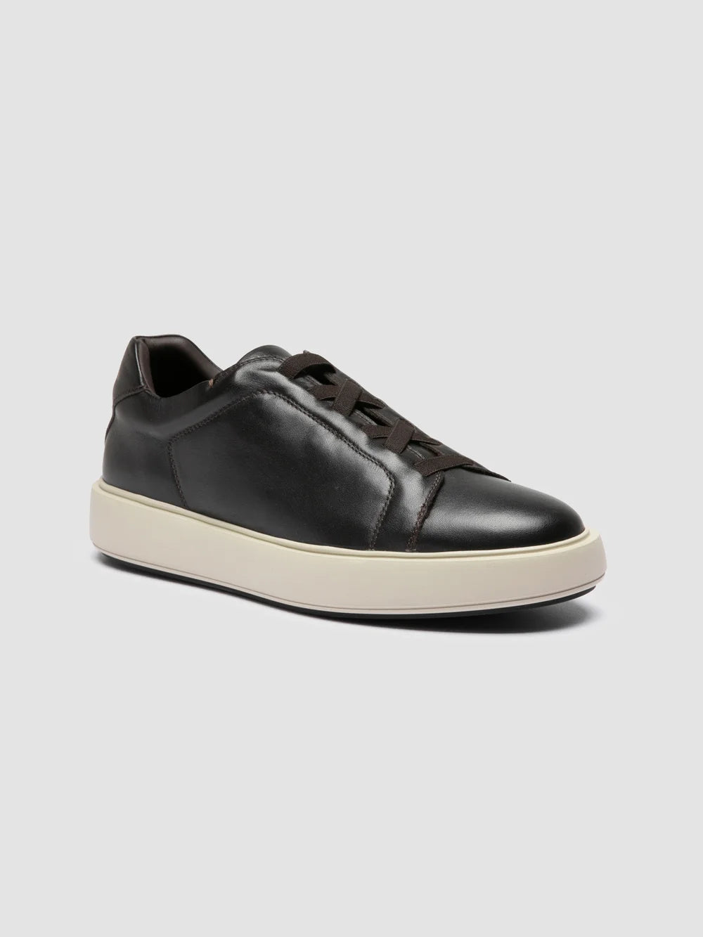 SLOUCH 001 - Brown Leather Low Top Sneakers - image 3,side view