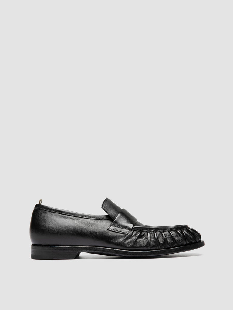 SOUND 008_W - Black Leather Penny Loafers