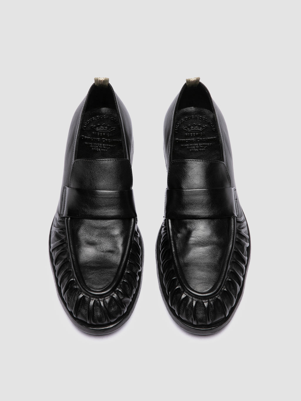 SOUND 008_W - Black Leather Penny Loafers - image 2,side view