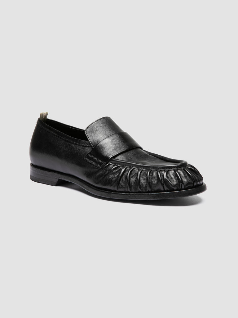SOUND 008_W - Black Leather Penny Loafers