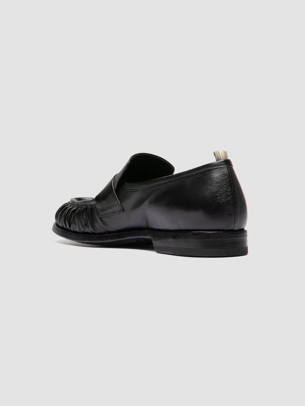SOUND 008_W - Black Leather Penny Loafers - image 4,side view