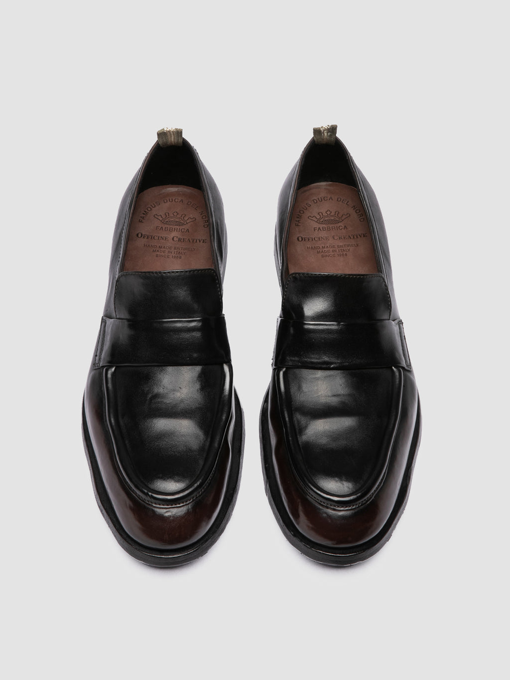 SOUND/010_W - Brown Leather Penny Loafers - image 2,side view