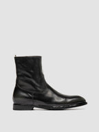 SOUND 015_W - Schwarze Lederstiefel mit Reißverschluss
