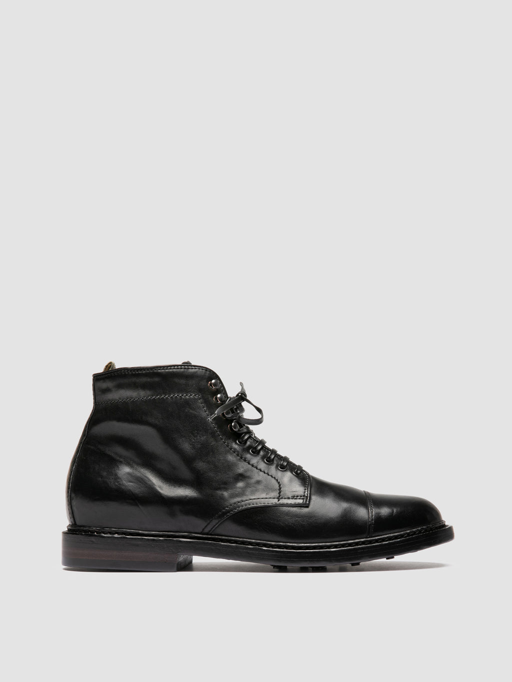 STANFORD 011 - Black Leather Lace Up Boots - image 1,side view