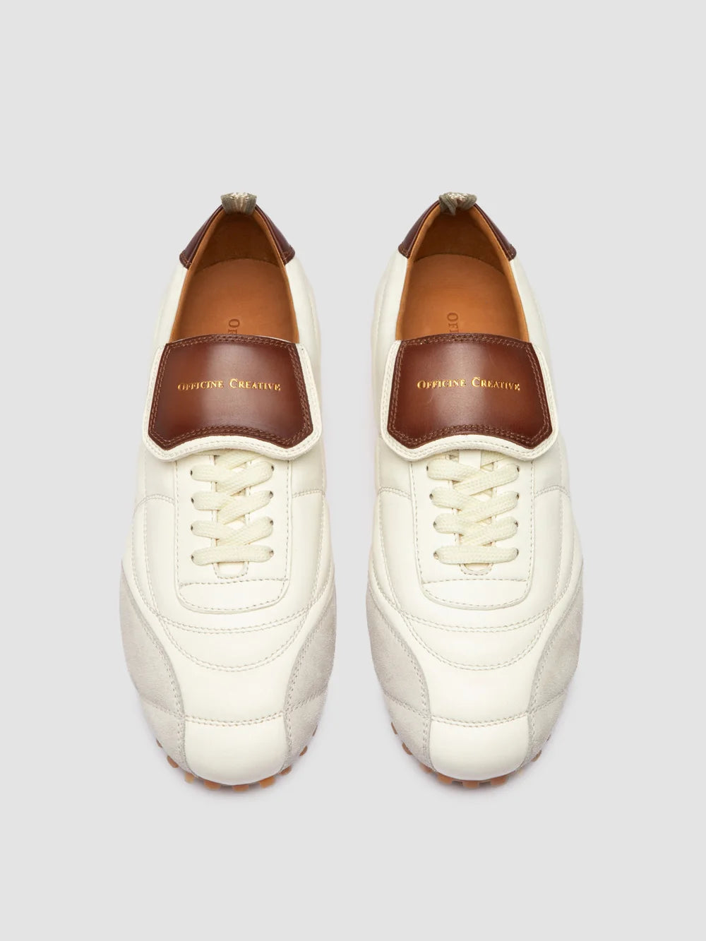 STRIKER 001 - White Leather and Suede Low-Top Sneakers - image 2,side view