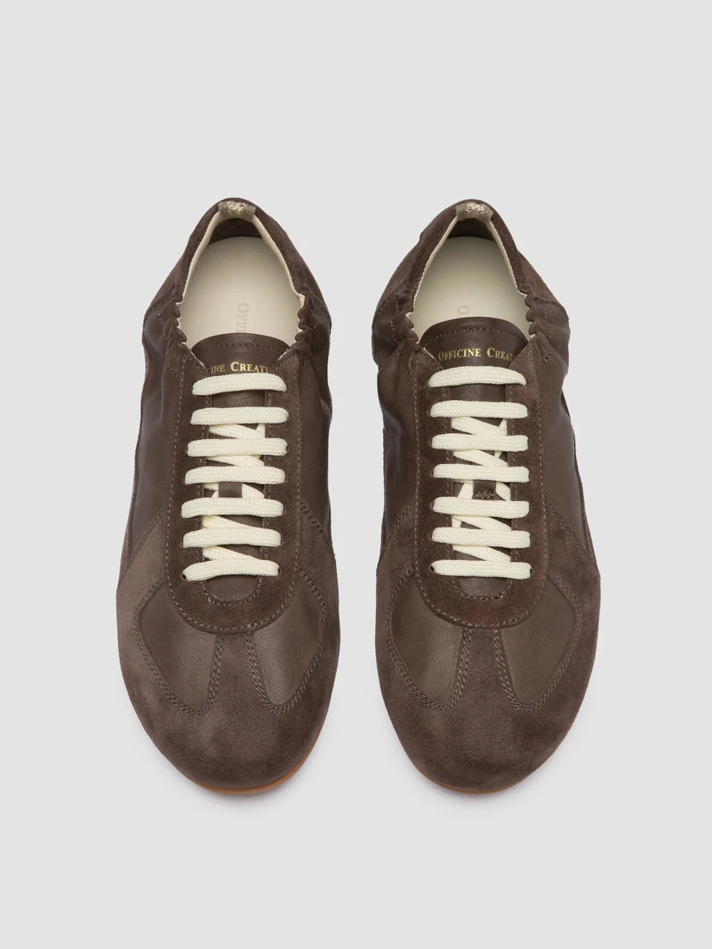 SUBSIDE 001 - Brown Leather and Suede Low-Top Sneakers - image 2,side view