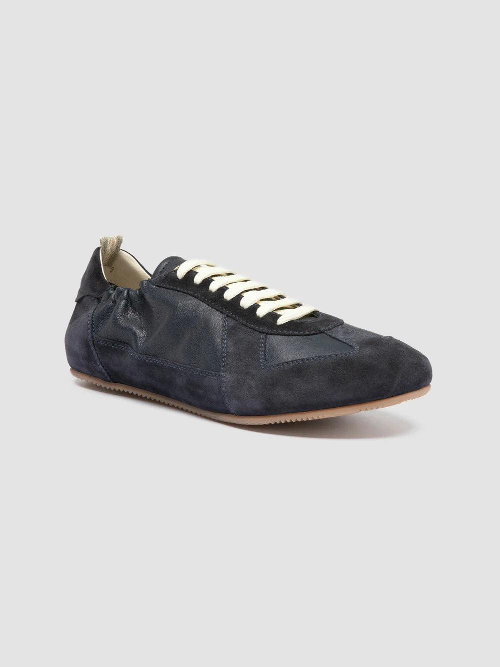 SUBSIDE 001 - Blue Leather and Suede Low-Top Sneakers - image 3,side view
