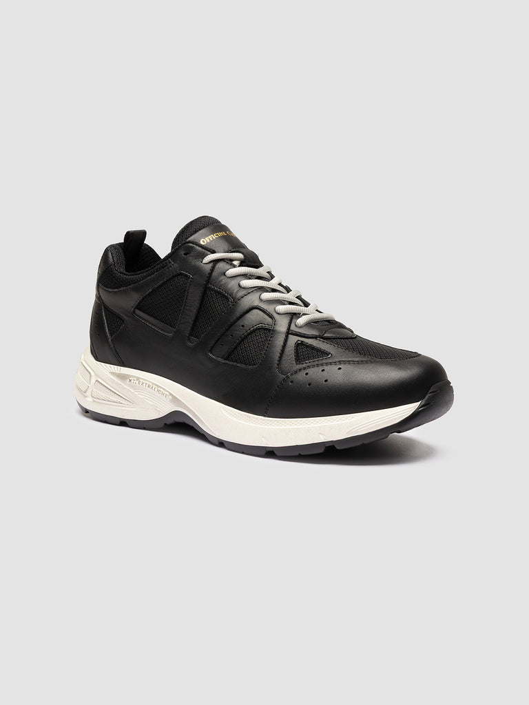 SUPURBIA 001 - Black Leather Low Top Sneakers