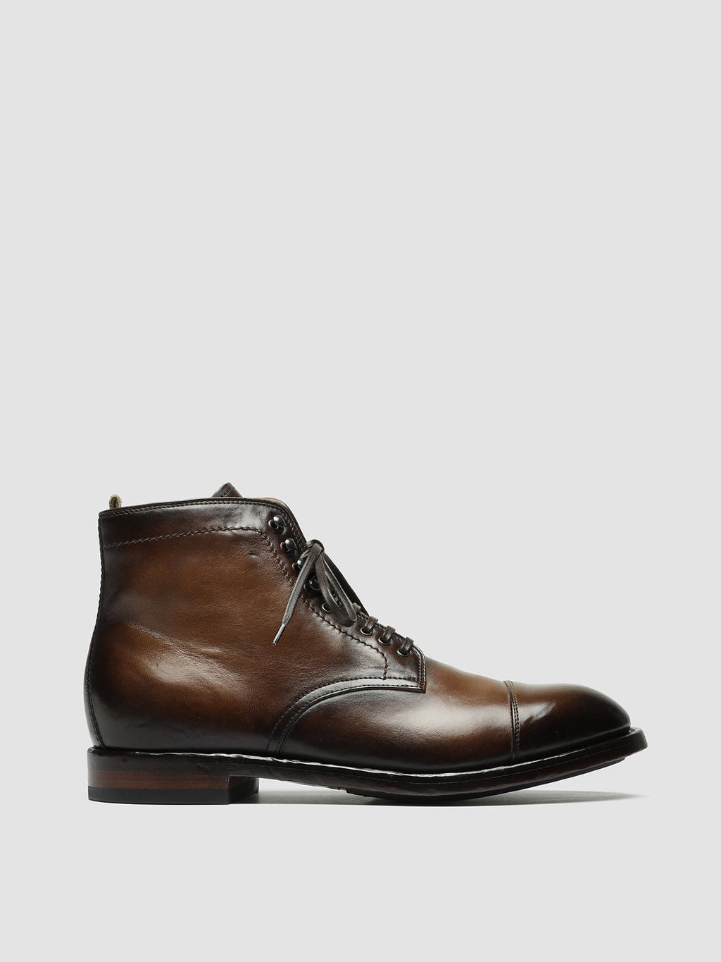 TEMPLE 002 - Brown Leather Lace Up Boots - image 1,side view