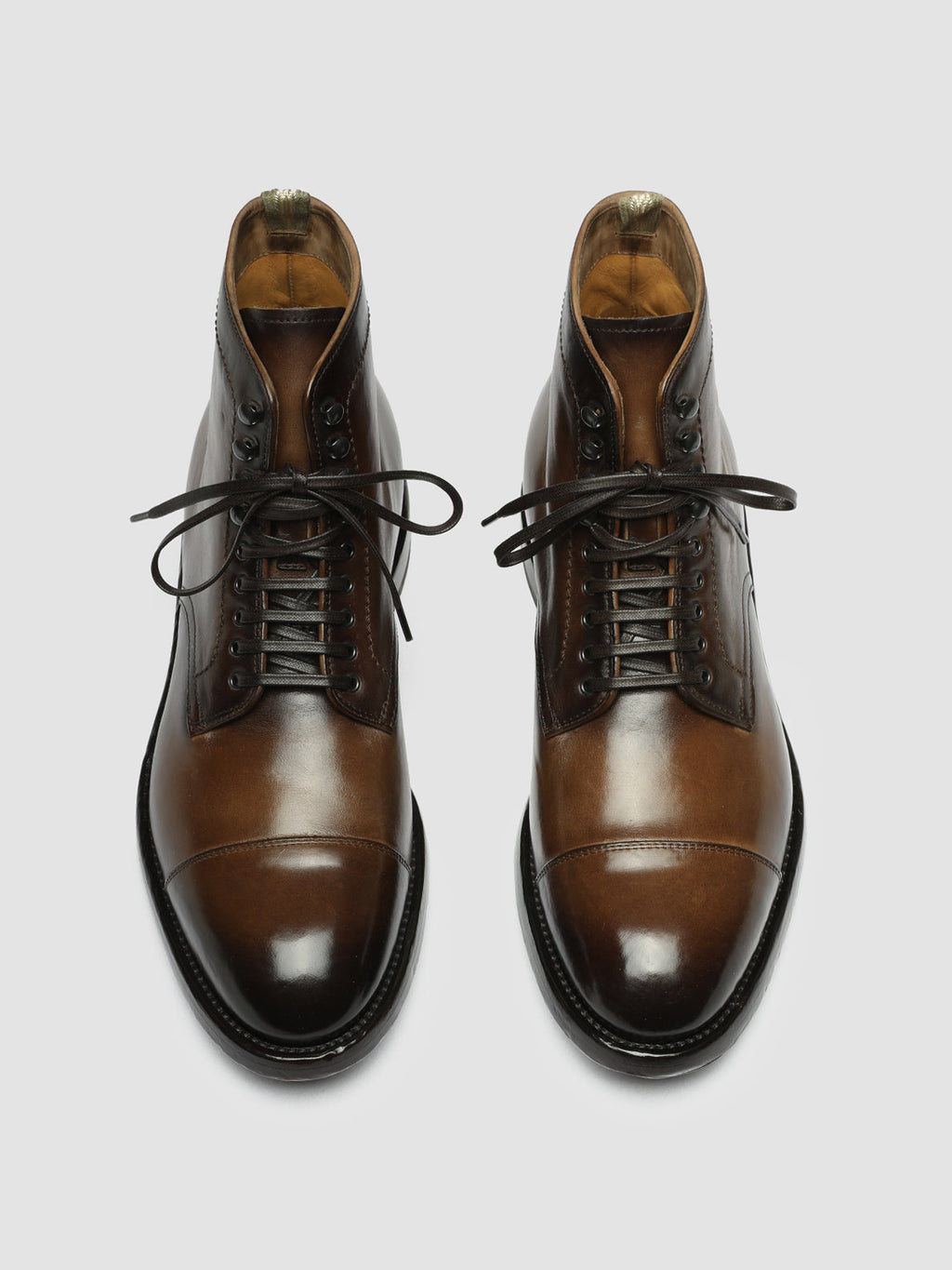 TEMPLE 002 - Brown Leather Lace Up Boots - image 2,side view