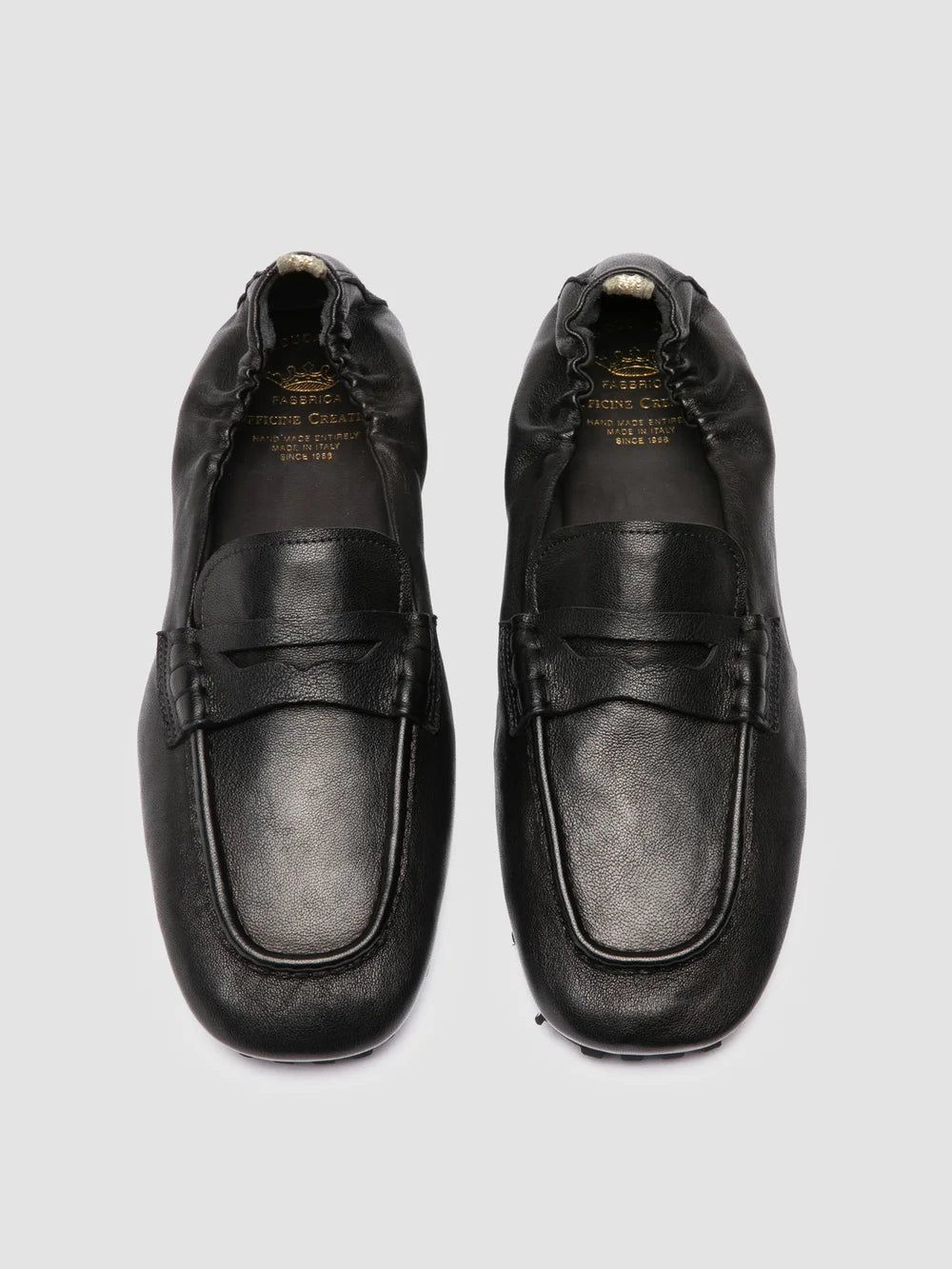 TRAVIS 001 -  Black Leather Penny Loafers - image 2,side view