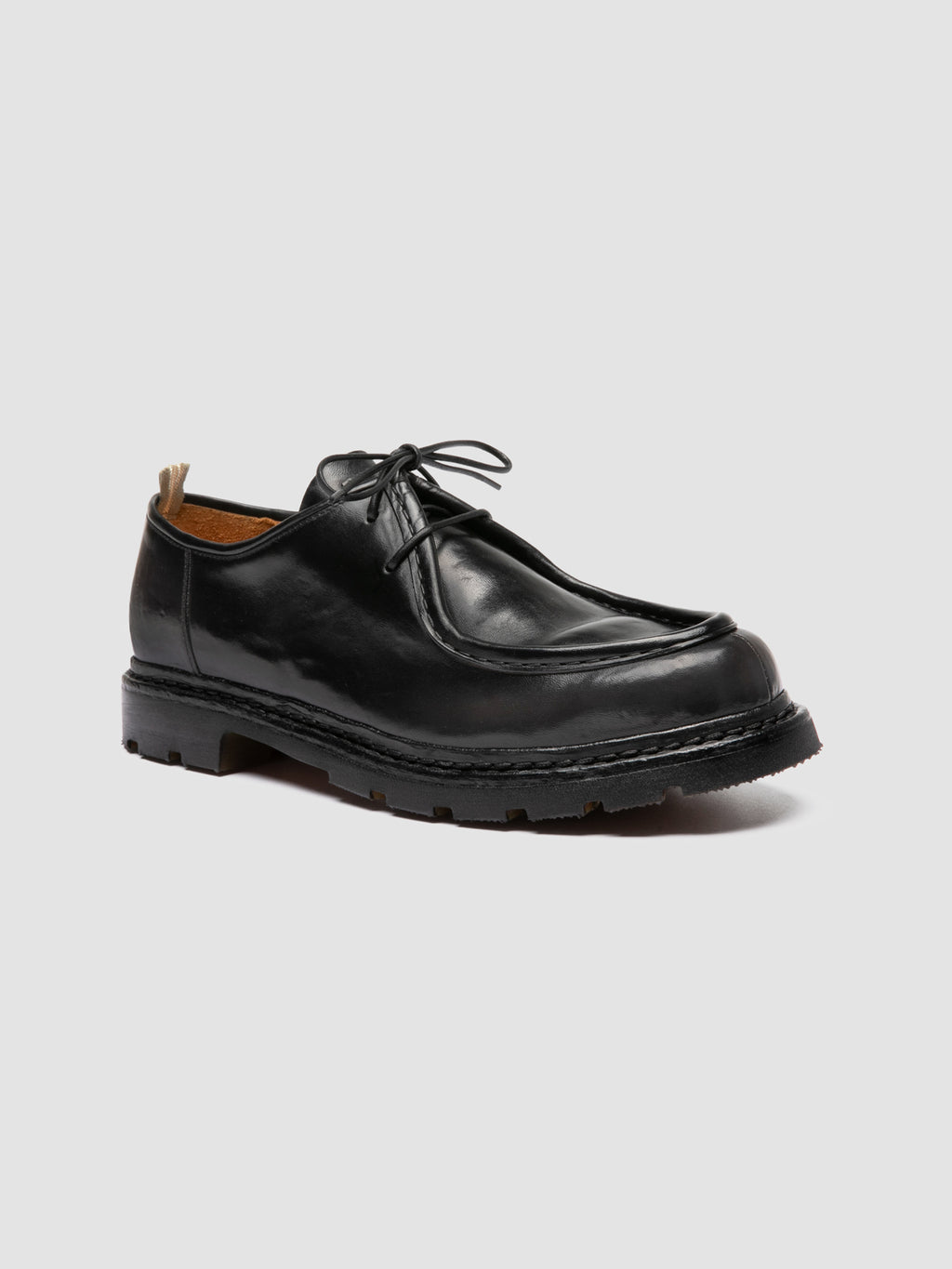 VOLCOV FLEXI 001 - Schwarze Derby-Schuhe aus Leder - image 3,side view