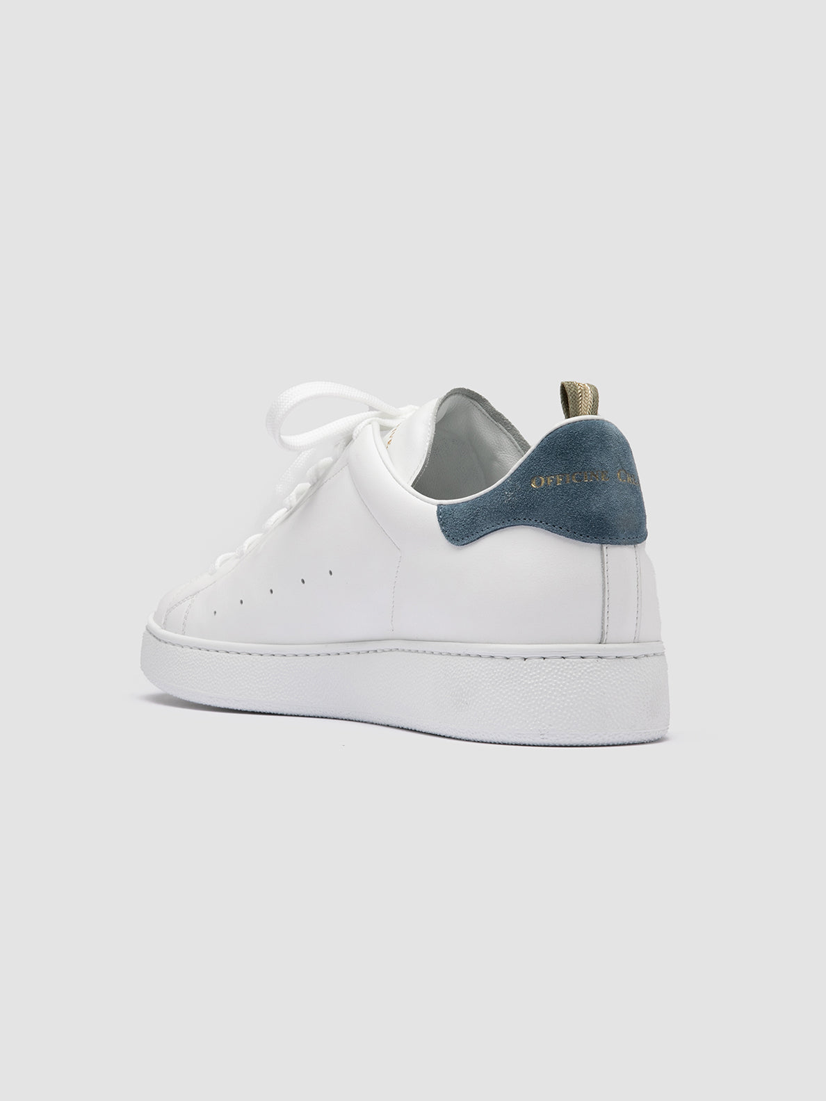 Men's White Leather and Suede Low Top Sneakers: MOWER 002