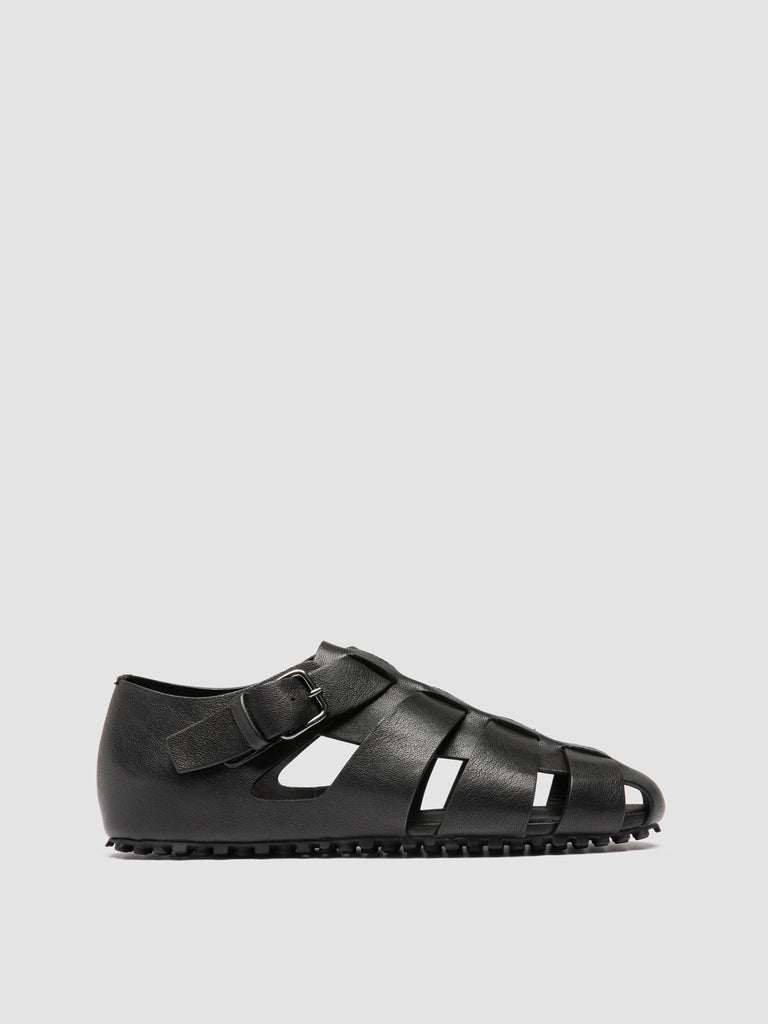 YORGOS 001 - Black Leather Fisherman Sandals