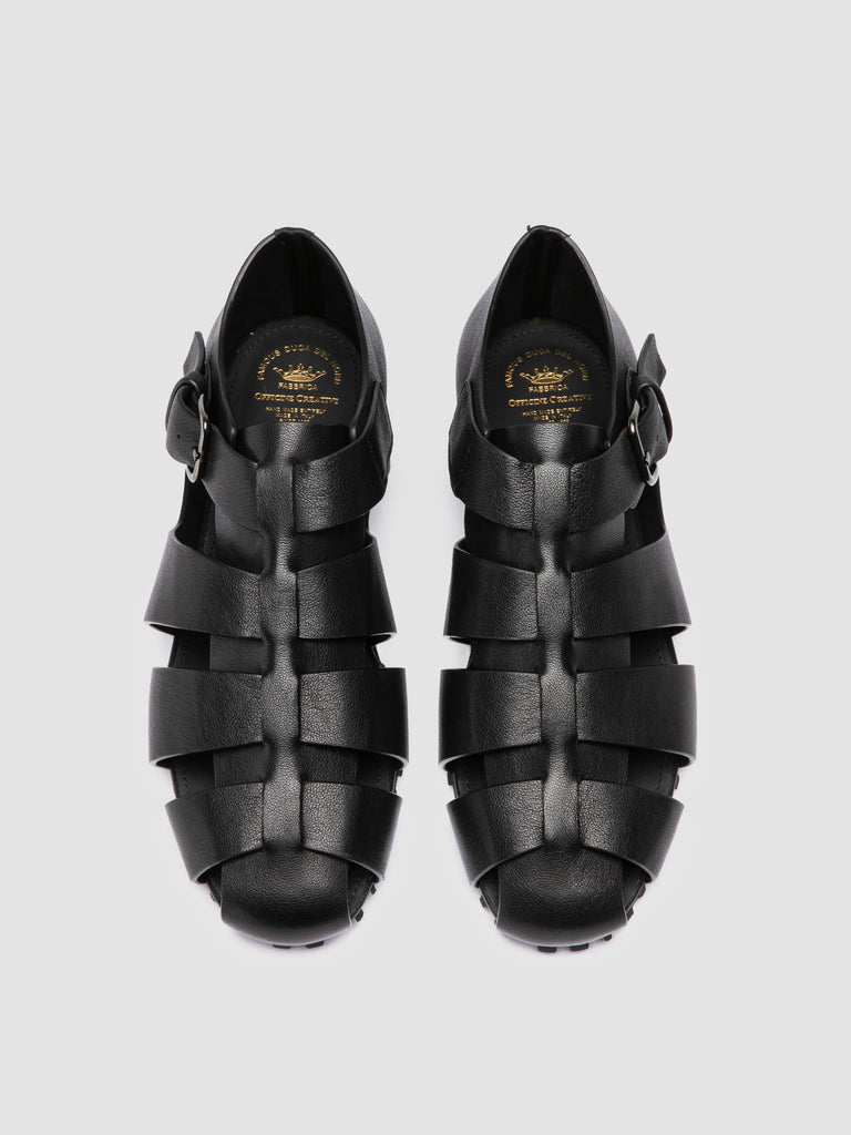 YORGOS 001 - Black Leather Fisherman Sandals