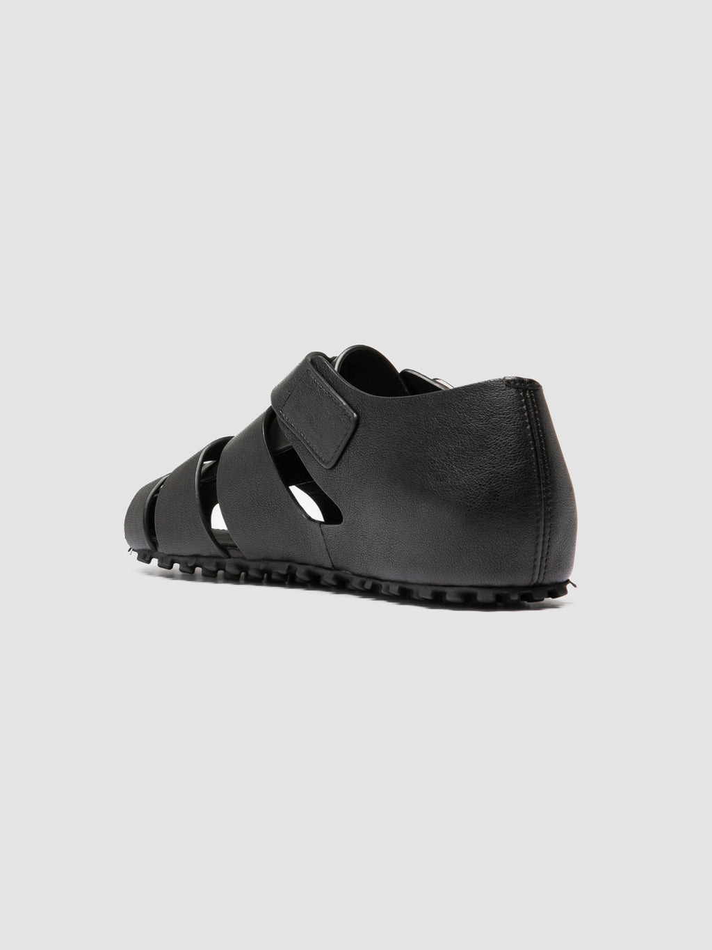 YORGOS 001 - Black Leather Fisherman Sandals - image 4,side view
