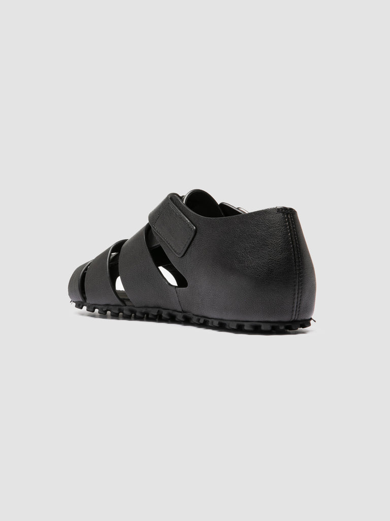 YORGOS 001 - Black Leather Fisherman Sandals