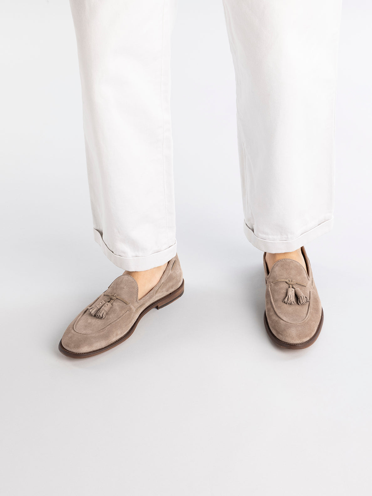 Men's Brown Suede Tassel Loafers: OPERA 002 Men's Brown Suede Tassel Loafers: OPERA 002