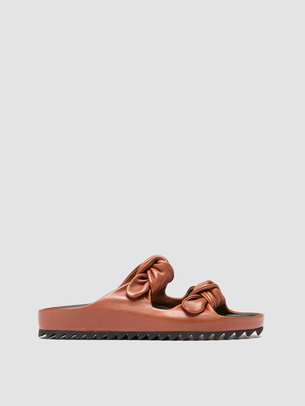 PELAGIE 021 - Brown Leather Slide Sandals